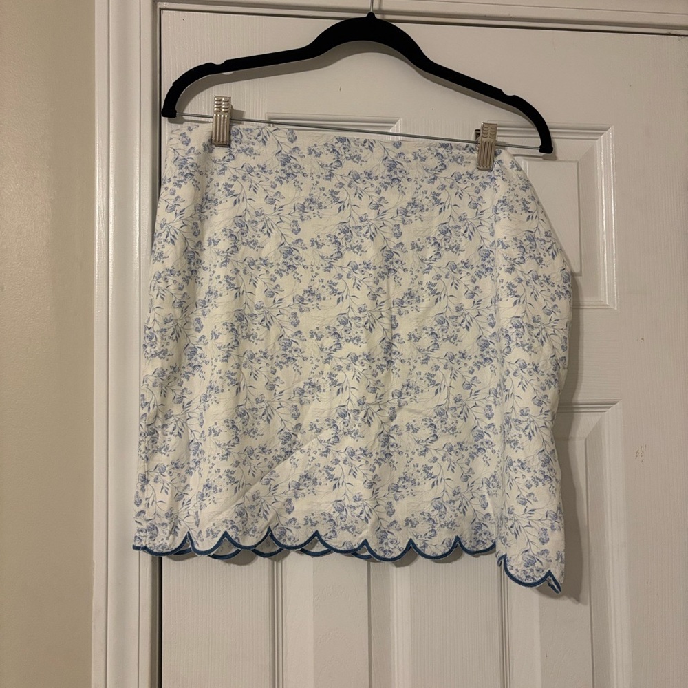 Francesca's Blue and White Mini Skirt